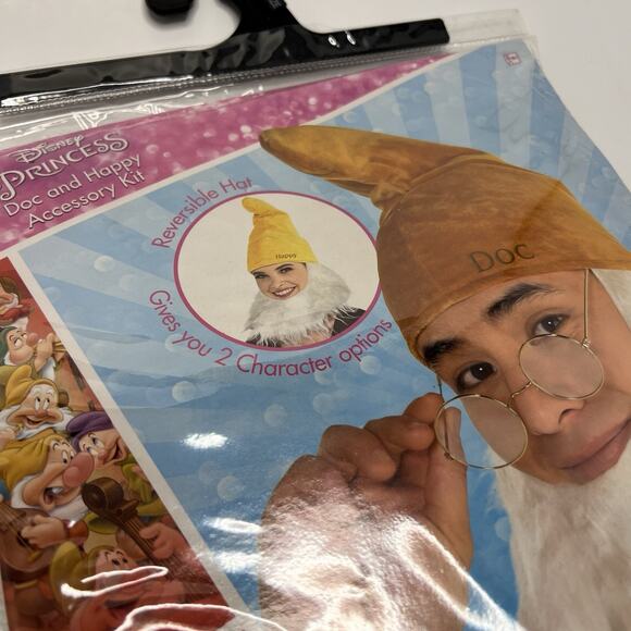 Disney Princess Sleepy Bashful Dwarf Costume Reversible Hat Beard Dopey Doc Lot - Picture 14 of 16